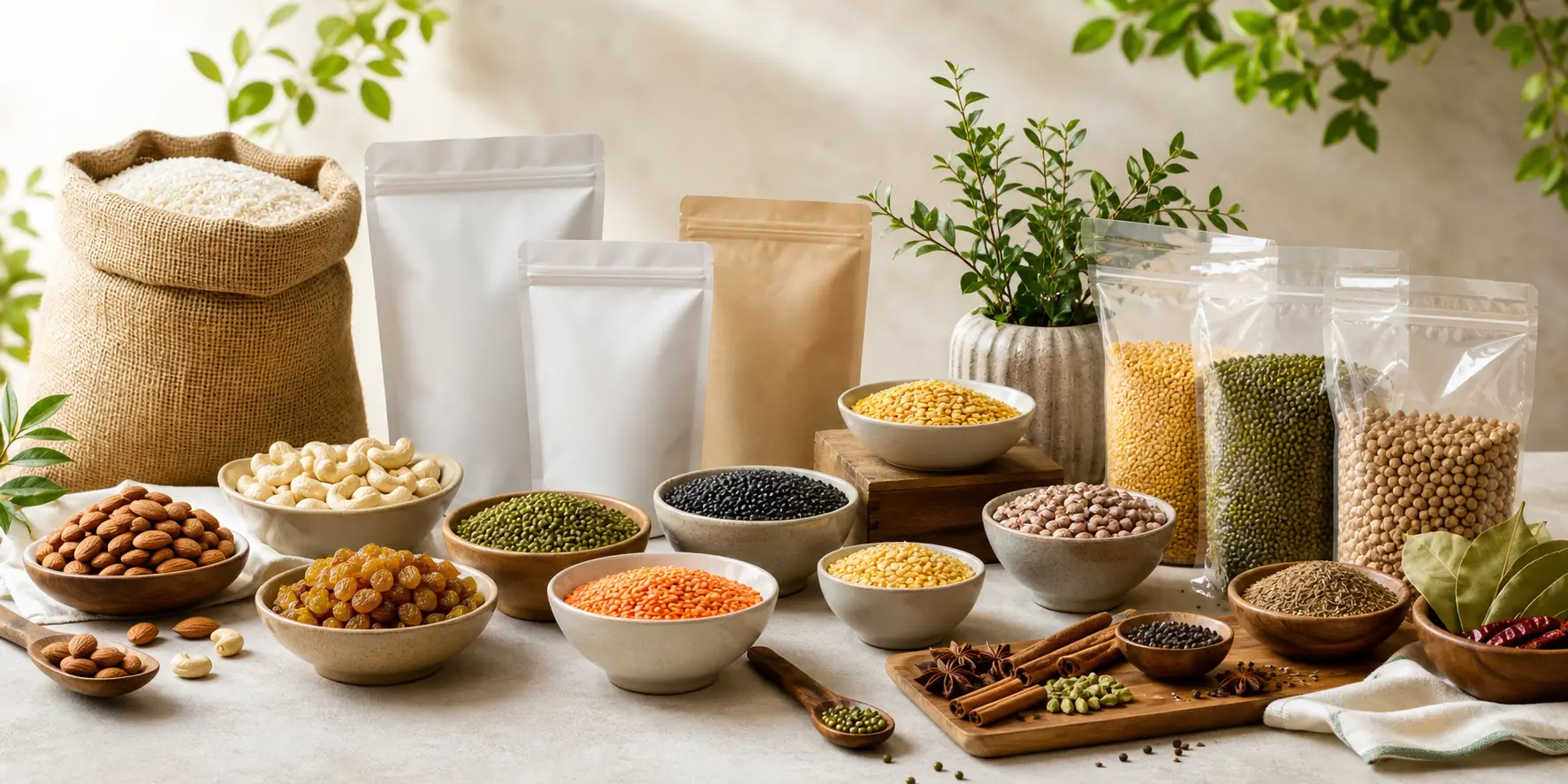 Dry fruits, spices, pulses and grocery packaging